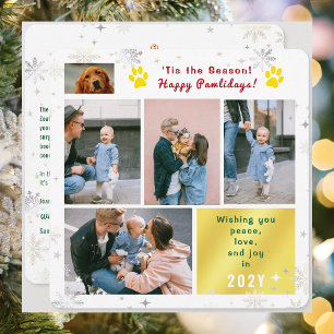 Funny Dog Happy Pawlidays Peace Love Joy 5 Photos Holiday Card