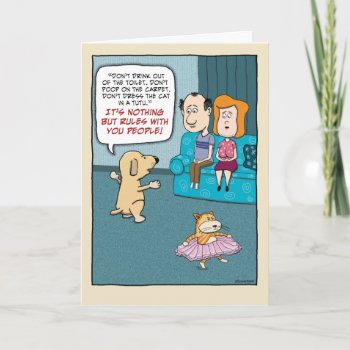 Funny Dog Hates All The Rules Birthday Card by chuckink at Zazzle