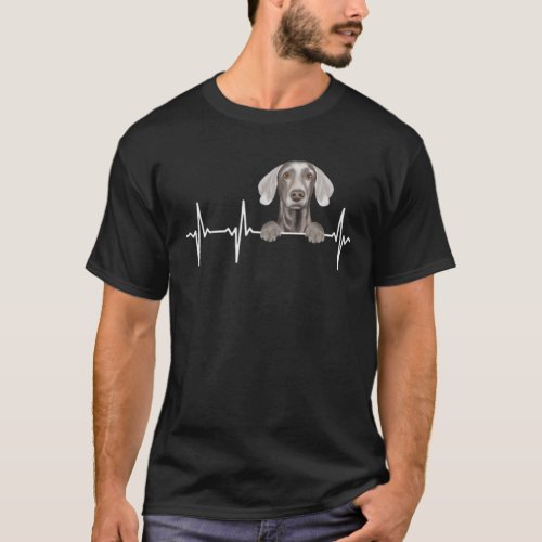 Funny Dog Heartbeat For Weimaraner Lovers T_Shirt