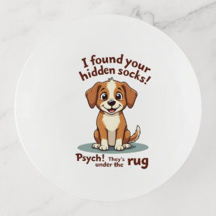 Funny Dog Hidden Socks Quote Vintage Cartoon Pet H Trinket Tray
