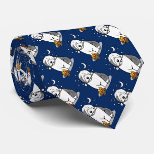 Funny Dog Hiker Camper Old English Sheepdog Gray 1 Neck Tie