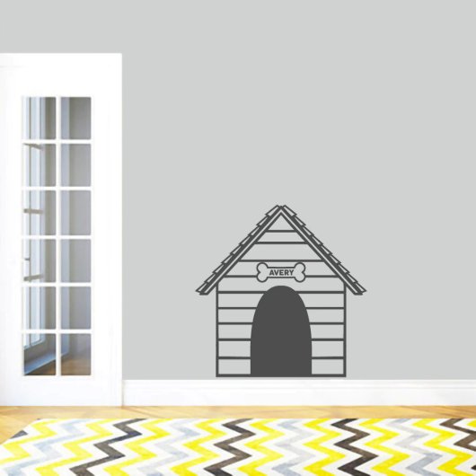Funny Dog House And Name Large Wall Decal (Front)
