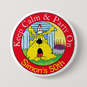 Funny Dog HUH! Birthday Party Button