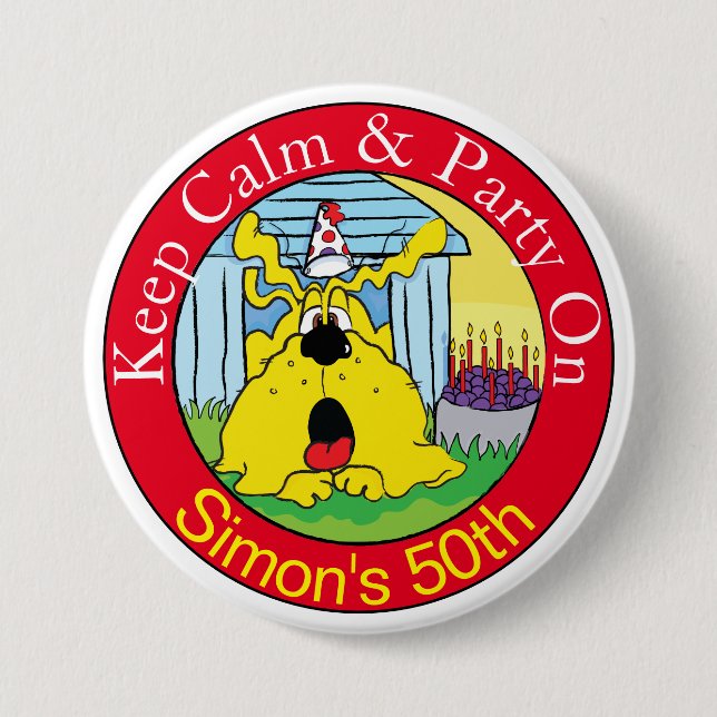 Funny Dog HUH! Birthday Party Button (Front)