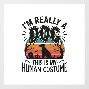 Funny Dog Human Costume Halloween Vintage Dog Desi Window Cling