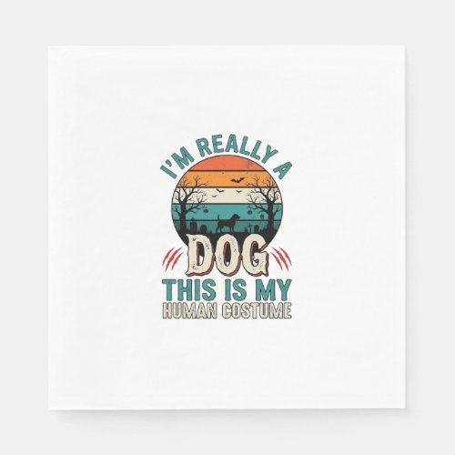 Funny Dog Human Costume Vintage Halloween Shirt_1 Napkins