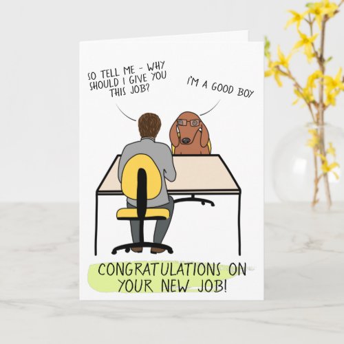 Funny dog illustration new job card