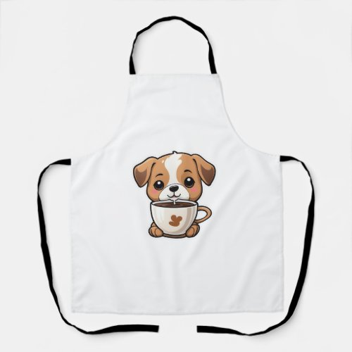 Funny Dog In Coffee Cup Caffeine Lover Dog Mom Own Apron