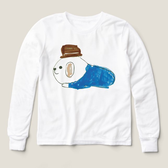 Funny Dog in Hat and Coat for Kids Tri-Blend Shirts (Design Front)