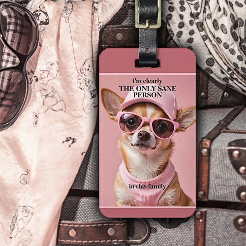 Funny Dog in Pink Cute Girly Luggage Tag