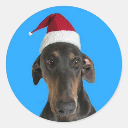 Funny dog in Santa hat Christmas stickers