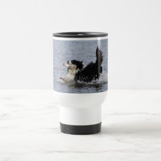 Funny dog in water, customizable mug