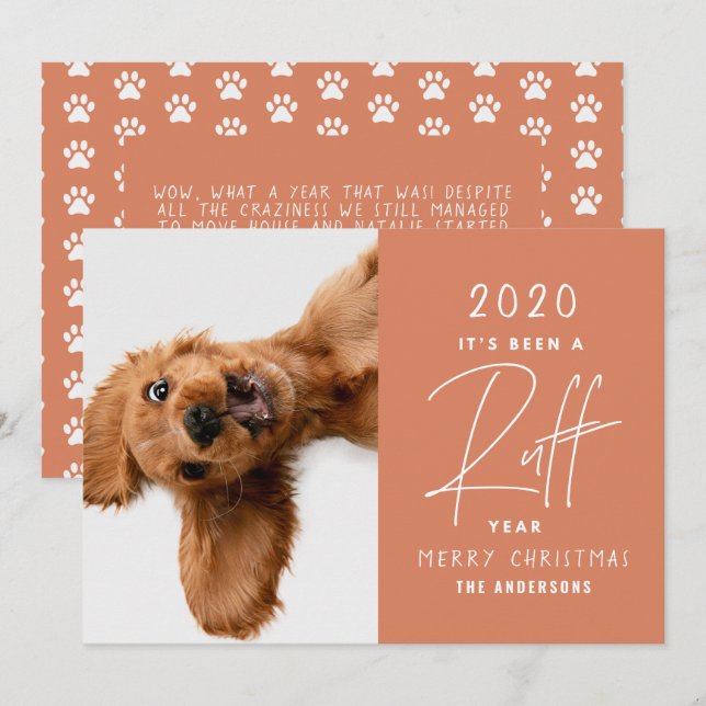 Funny Dog It's Been A Ruff Year Personalized Card (Front/Back)