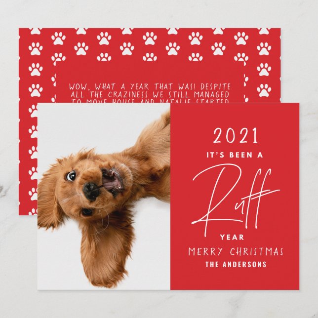 Funny Dog It's Been A Ruff Year Personalized Card (Front/Back)