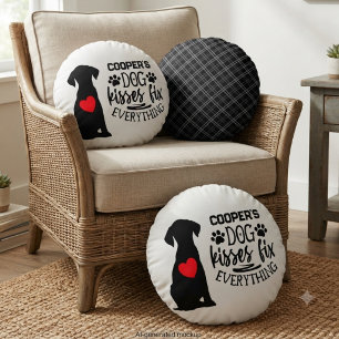 Funny Dog Kisses Fix Everything Pet Lover Round Pillow