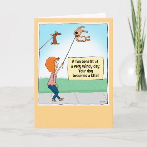 Funny Dog Kites Birthday Card