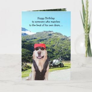 Funny Dog/Lab BIrthday for Male Biker Card