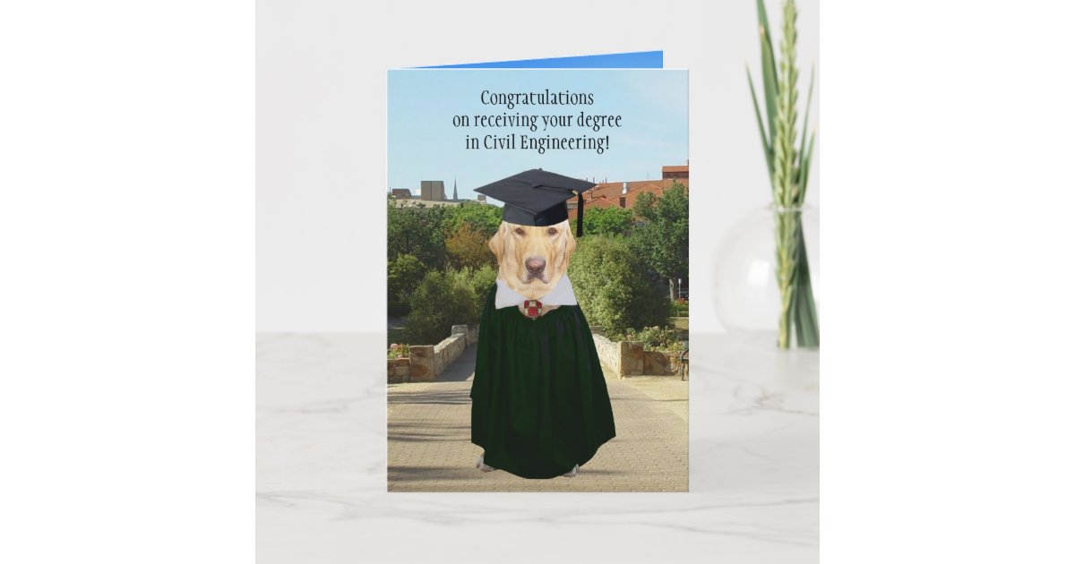 Funny Dog Lab Graduation Civil Engineer Card