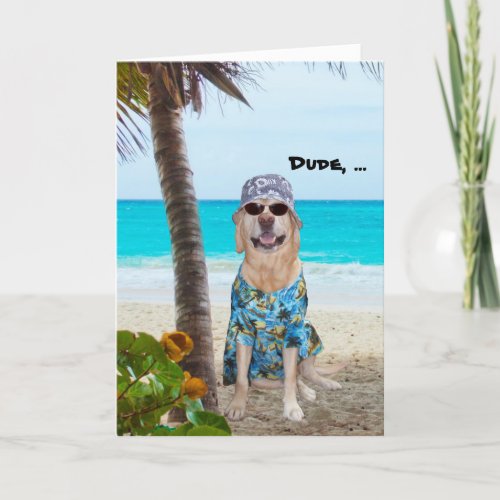 Funny DogLab Hawaiian Birthday Card