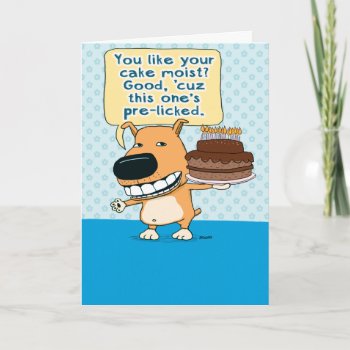 Funny Dog Licked The Cake Birthday Card by chuckink at Zazzle