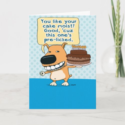 Funny Dog Licked the Cake Birthday Card