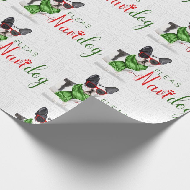 Funny Dog Lover Christmas Boston Terrier Wrapping Paper (Corner)