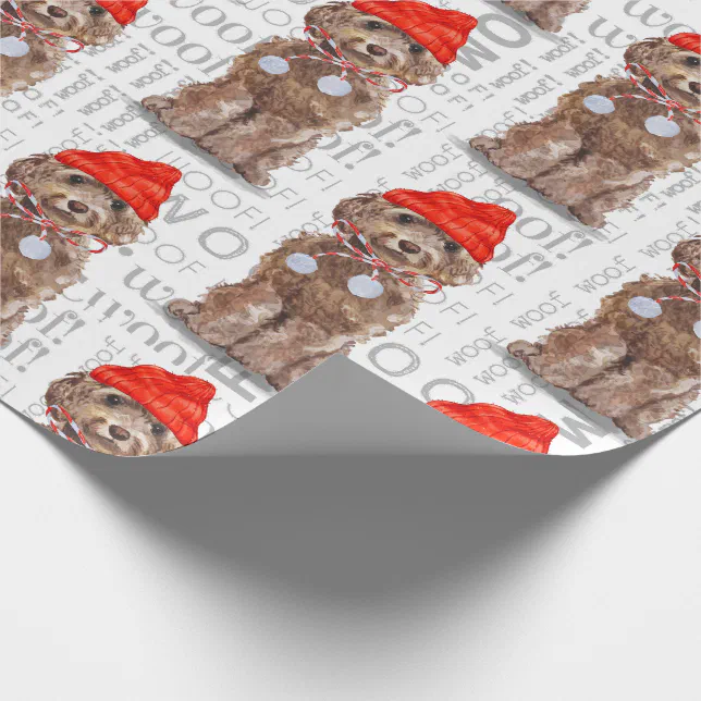 Funny Dog Lover Christmas Brown Cockapoo Wrapping Paper | Zazzle