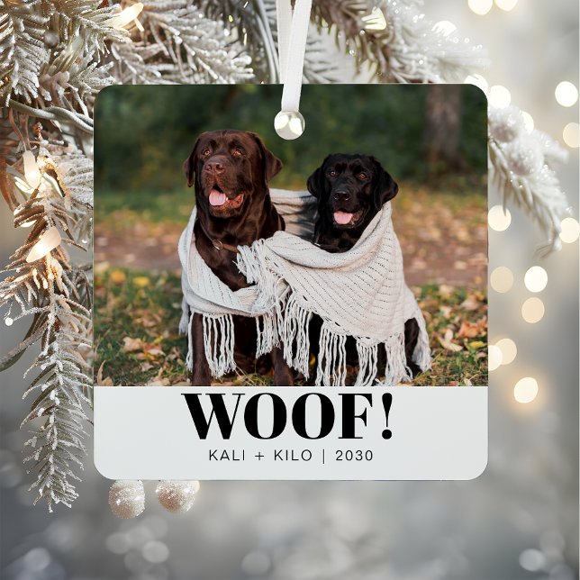 Funny Dog Lover Christmas Photo Cute Personalized Metal Ornament (Creator Uploaded)