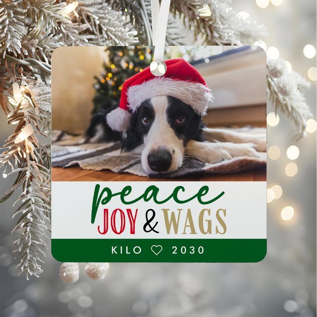 Funny Dog Lover Christmas Photo Cute Personalized Metal Ornament (Creator Uploaded)