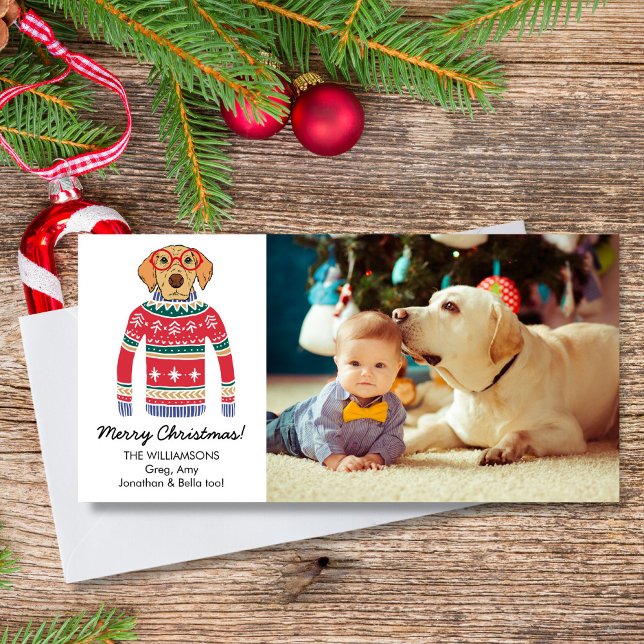 Funny Dog Lover Christmas Sweater Custom Photo Holiday Card (Creator Uploaded)