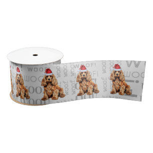 Funny Dog Lover Cocker Spaniel Dog Christmas Satin Ribbon