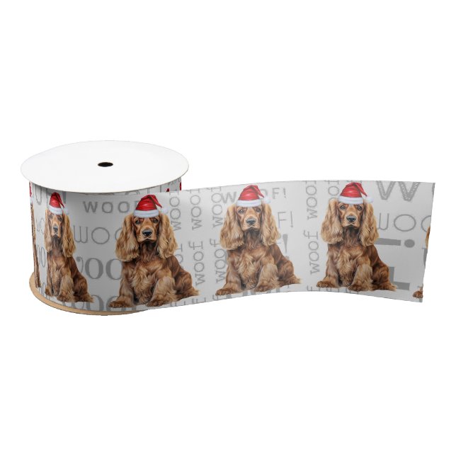Funny Dog Lover Cocker Spaniel Dog Christmas Satin Ribbon (Spool)