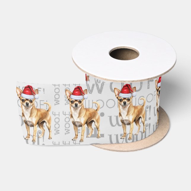 Funny Dog Lover Cute Chihuahua Dog Christmas Satin Ribbon (Spool)