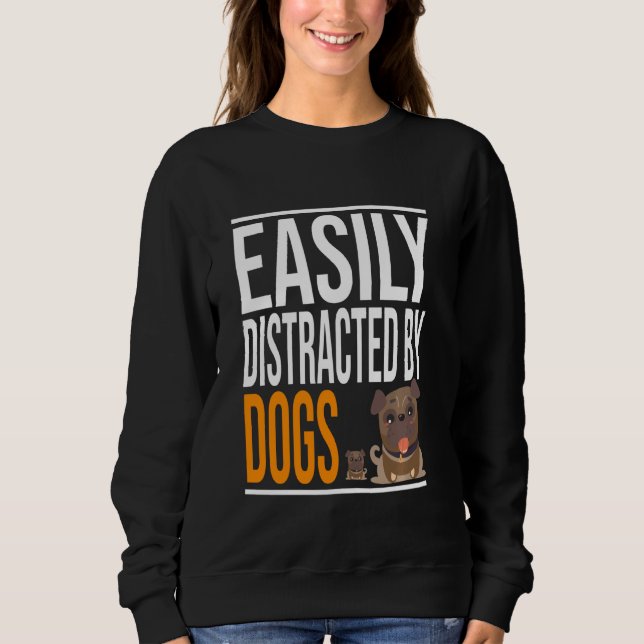 Funny Dog Lover  Cute Daddy Pug Dog And Little Dog Sweatshirt (Front)