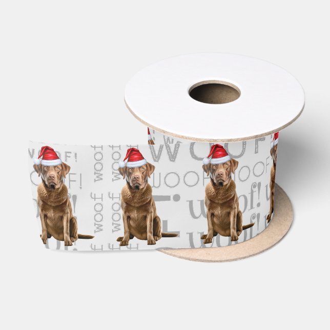 Funny Dog Lover Cute Retriever Dog Christmas Satin Ribbon (Spool)
