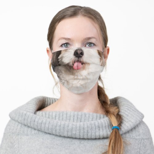 funny dog lover cute tongue out shih tzu adult cloth face mask