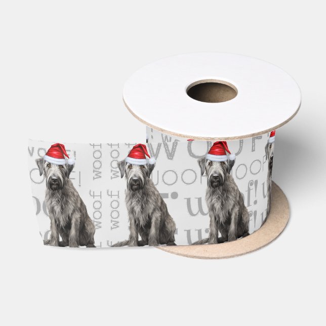 Funny Dog Lover Cute Wolfhound Dog Christmas Satin Ribbon (Spool)