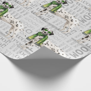 Funny Dog Lover Dalmatian and Woof Words Wrapping Paper