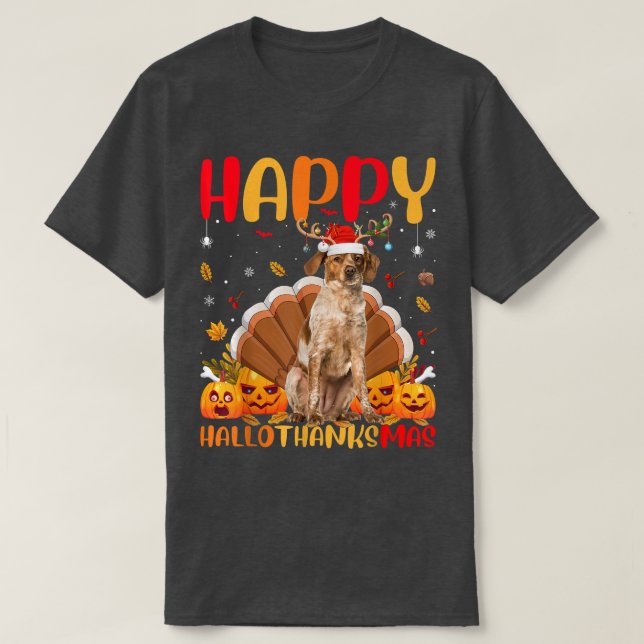 Funny Dog Lover Happy Brittany Spaniel Dog HelloTh T-Shirt (Design Front)