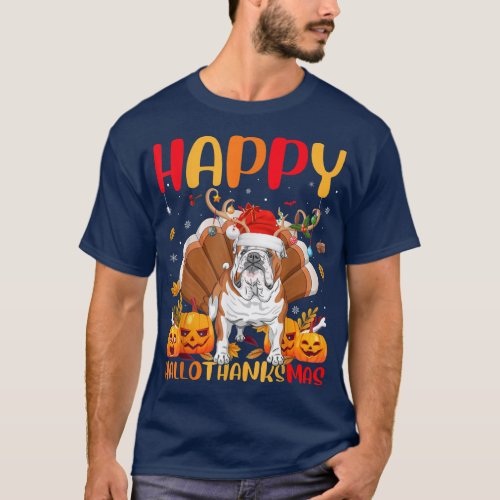 Funny Dog Lover Happy English Bulldog HelloThanksM T_Shirt