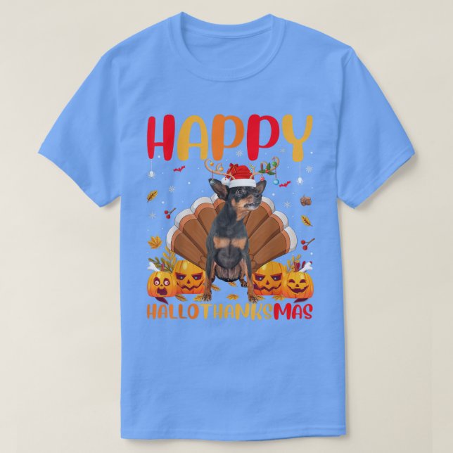 Funny Dog Lover Happy Miniature Pinscher Dog Hello T-Shirt (Design Front)