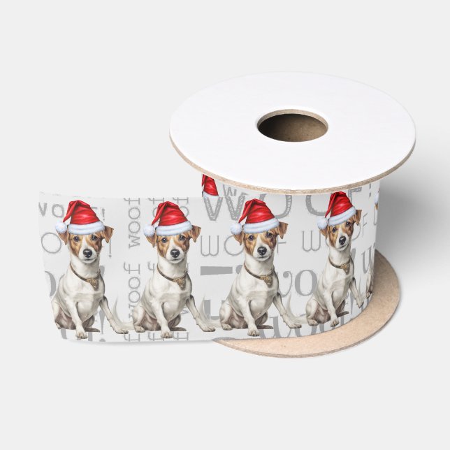 Funny Dog Lover Holiday Jack Russell Christmas Satin Ribbon (Spool)
