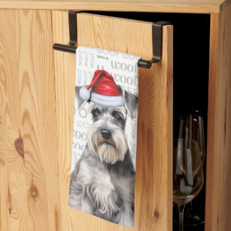 Funny Dog Lover Holiday Schnauzer Christmas Kitchen Towel