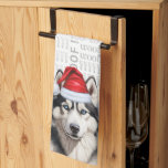 Funny Dog Lover Holiday Siberian Husky Christmas Kitchen Towel
