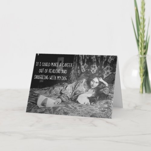Funny Dog Lover Introvert Reading Card