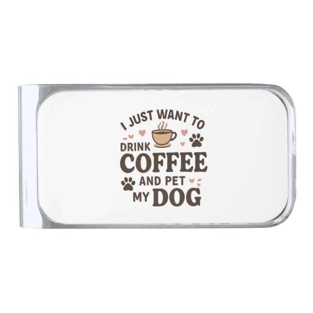 Funny Dog Lover Mug Dog Mom Dog Dad Silver Finish Money Clip (Front)