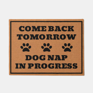 Funny Dog Lover Paw Print Rustic Brown Minimalist Doormat