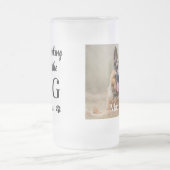 Funny Dog Lover Personalized Pet Photo Frosted Glass Beer Mug (Center)