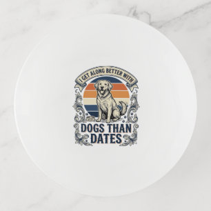 Funny Dog Lover Shirt Vintage Engraving Quote Desi Trinket Tray
