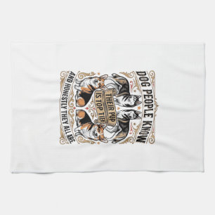 Funny Dog Lover Shirt with Vintage Puppy Debate De Kitchen Towel